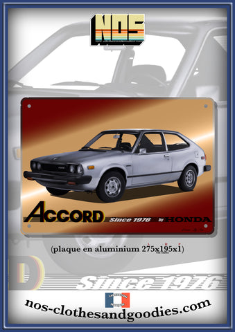 Plaque métal décorative HONDA Accord grise 1976