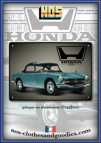 Plaque métal décorative HONDA S800 verte décapotable