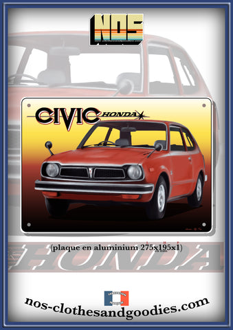 Plaque métal décorative HONDA civic MK1 rouge