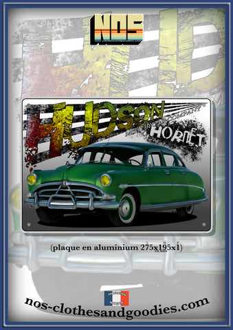 Plaque métal décorative Hudson Hornet verte 1951