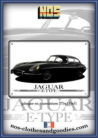 Plaque métal décorative Jaguar type E 1961 B/W