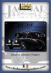 Plaque métal décorative Jaguar XK120 roadster noir 1951 avant/arrierre