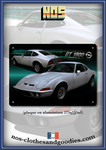 Plaque métal décorative Opel GT 1900 blanche av/ar