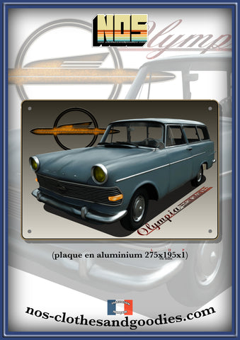 Plaque métal décorative Opel Olympia P2 caravan 1962