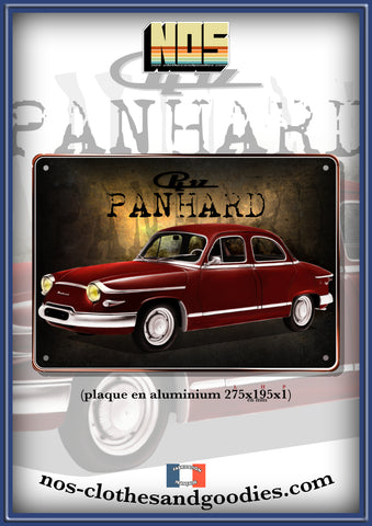 Plaque métal décorative Panhard PL17 1961 rouge