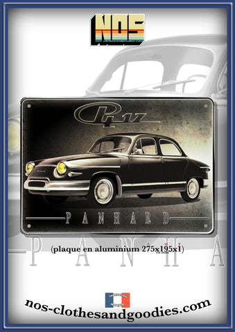 Plaque métal décorative Panhard PL17 noir et blanc