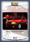 Plaque métal décorative Peugeot 205 GTI rouge