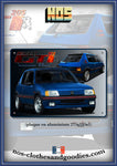 Plaque métal décorative Peugeot 205 GTI bleu Miami