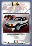 Plaque métal décorative Peugeot 205 GTI blanche