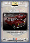 Plaque métal décorative Peugeot 404 rouge 1969 av/ar