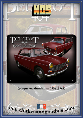 Plaque métal décorative Peugeot 404 rouge 1969 av/ar