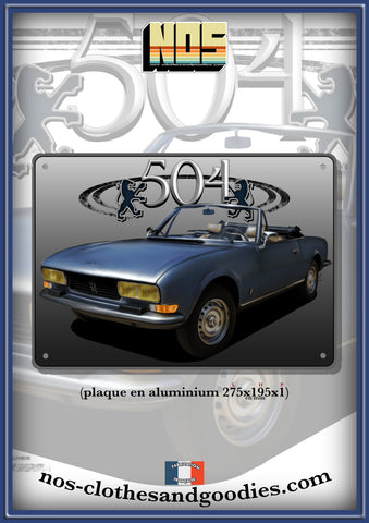 Plaque métal décorative Peugeot 504 cabriolet 1974