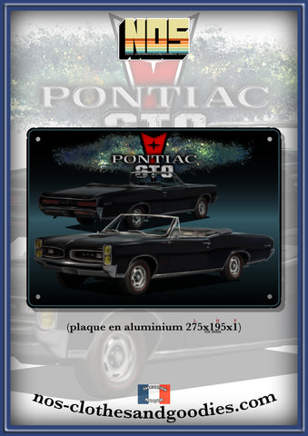 Plaque métal décorative Pontiac GTO découvrable noire