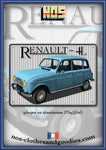 Plaque métal décorative Renault 4L bleu clair 1964