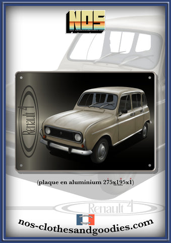 Plaque métal décorative Renault 4L beige