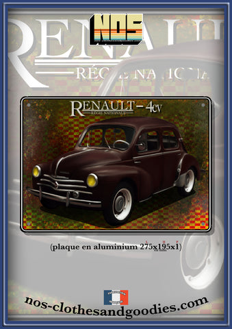 Plaque métal décorative Renault 4cv purple