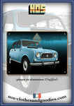 Plaque métal décorative Renault 4L turquoise