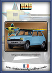 Plaque métal décorative Renault 5 L bleu 1974