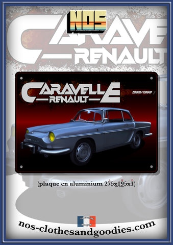 Plaque métal décorative Renault Caravelle bleue 1100S 1965