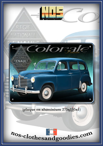 Plaque métal décorative Renault colorale bleue