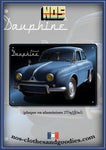 Plaque métal décorative Renault Dauphine bleue