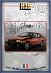 Plaque métal décorative Renault Fuego rouge 1984