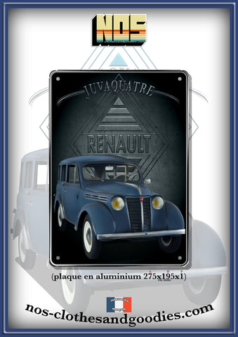 Plaque métal décorative Renault Juvaquatre bleu
