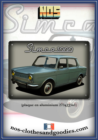 Plaque métal décorative Simca 1000 verte claire 1963