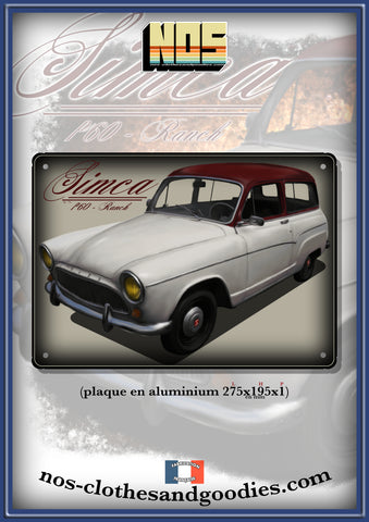 Plaque métal décorative Simca aronde P60 Ranch