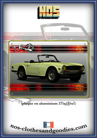 Plaque métal décorative Triumph TR6 jaune