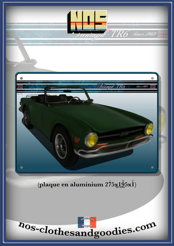 Plaque métal décorative Triumph TR6 verte