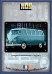 Plaque métal décorative VW combi Bulli blue ice