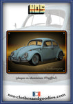 Plaque métal décorative VW cox bleue claire