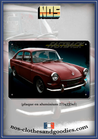 Plaque métal décorative VW fastback type 3  rouge