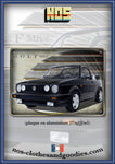 Plaque métal décorative VW Golf 2 GTI cabriolet noire
