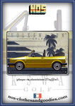 Plaque métal décorative VW Golf 2 GTI cabriolet jaune profil