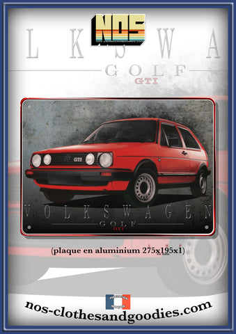 Plaque métal décorative VW Golf 2 GTI rouge