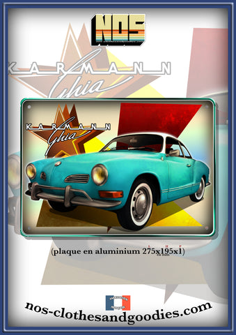 Plaque métal décorative VW Karmann verte