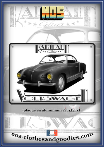 Plaque métal décorative VW Karmann Ghia grise