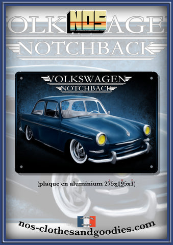 Plaque métal décorative VW Notchback type 3 vw bleu