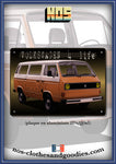 Plaque métal décorative VW combi T3 orange mandala