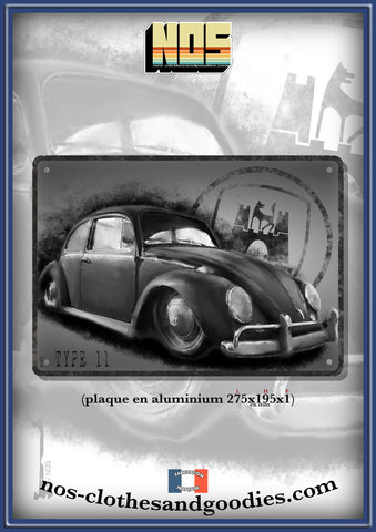 Plaque métal décorative VW cox type 11 B/W