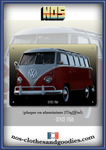 Plaque métal décorative VW Combi / van rouge