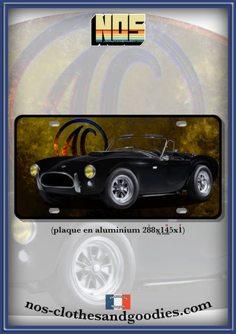 plaque métal type immatriculation us AC cobra 289 noire  1963