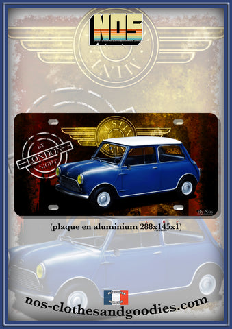 plaque métal type immatriculation US Austin mini de luxe 1966