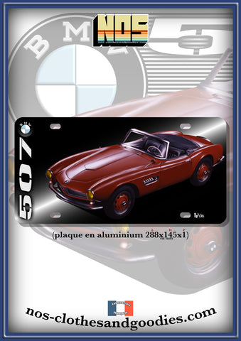 plaque métal type immatriculation us BMW 507 rouge