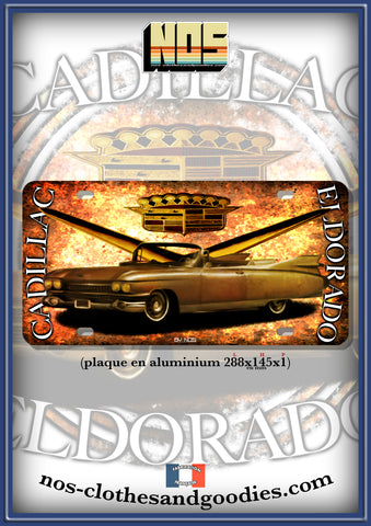 plaque métal type immatriculation us Cadillac eldorado 1959