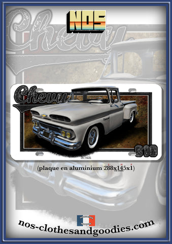 plaque métal type immatriculation us chevrolet C10 1960