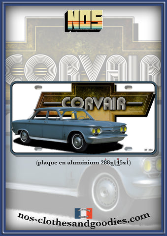 Plaque métal type immatriculation us Chevrolet Corvair 1962/63