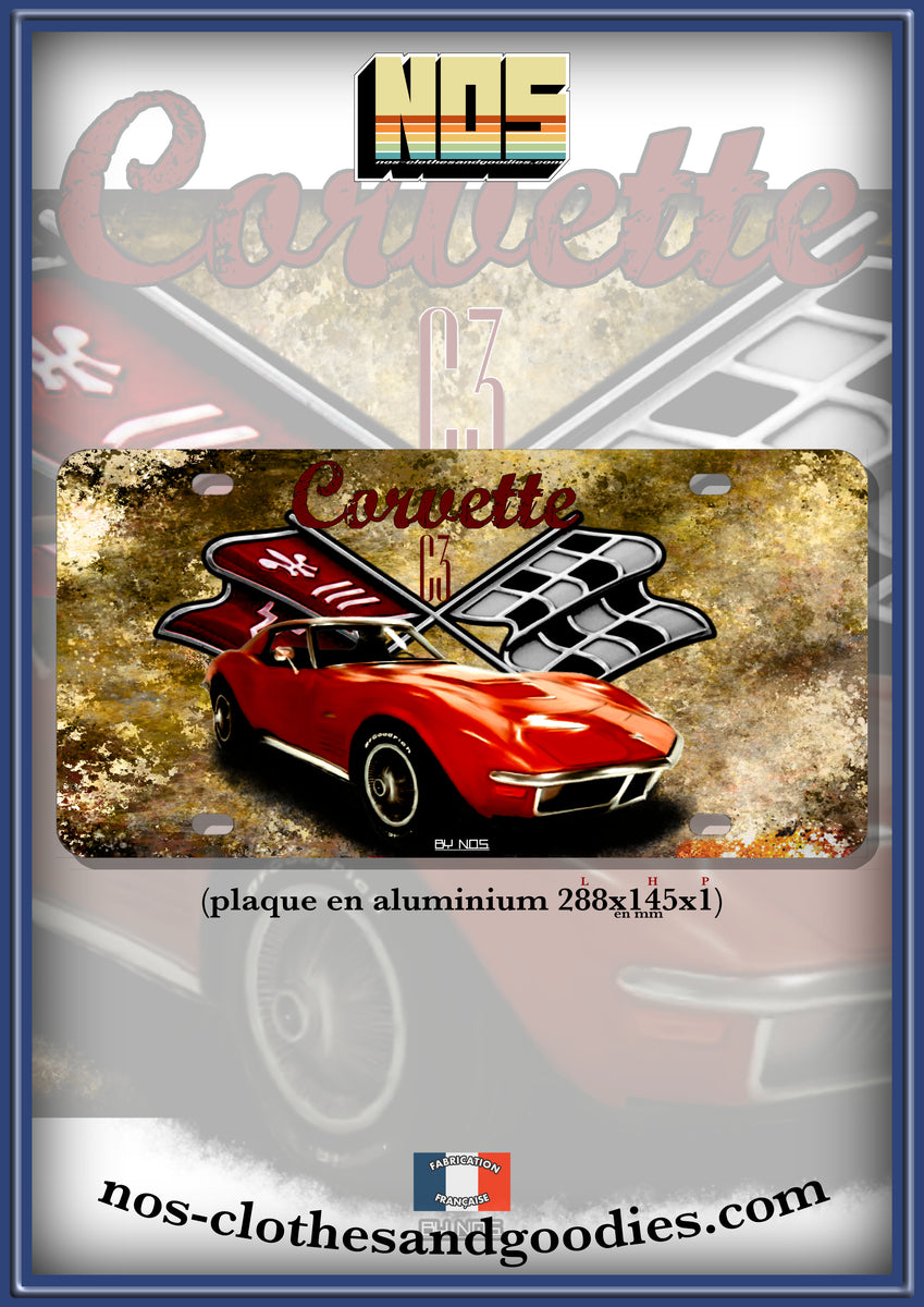 Plaque Métal émaillée Chevrolet Corvette - Rouge, Publicité Vintage (Occasion)